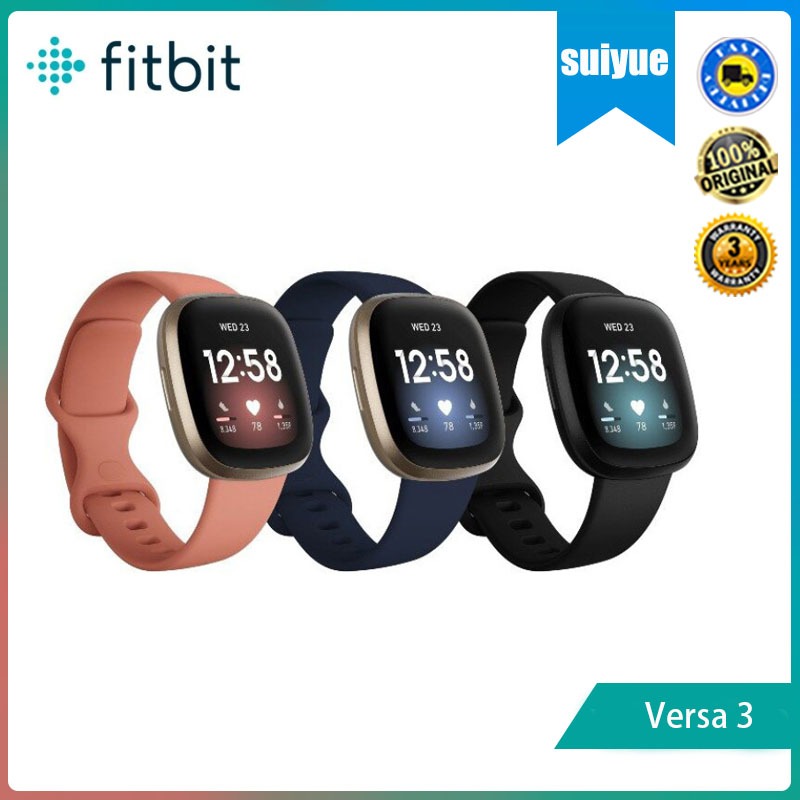 ใหม่ FITBIT Versa 3 นาฬิกาข้อมือสมาร์ทวอทช์ วัดอัตราการเต้นของหัวใจ พร้อม NFC GPS และ GLONASS ในตัว [พร้อมส่ง]