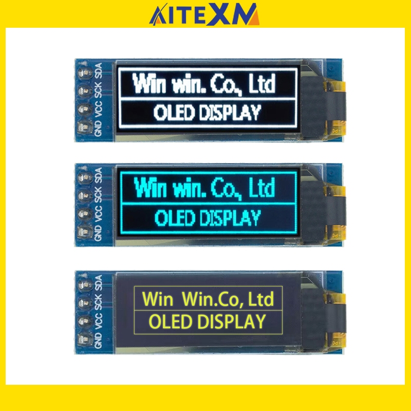 0.91 นิ้ว Oled โมดูล 0.91" สีขาว / สีฟ้า Oled 128X32 Oled จอแสดงผล Led จอแสดงผล Led โมดูล 0.91 นิ้ว 