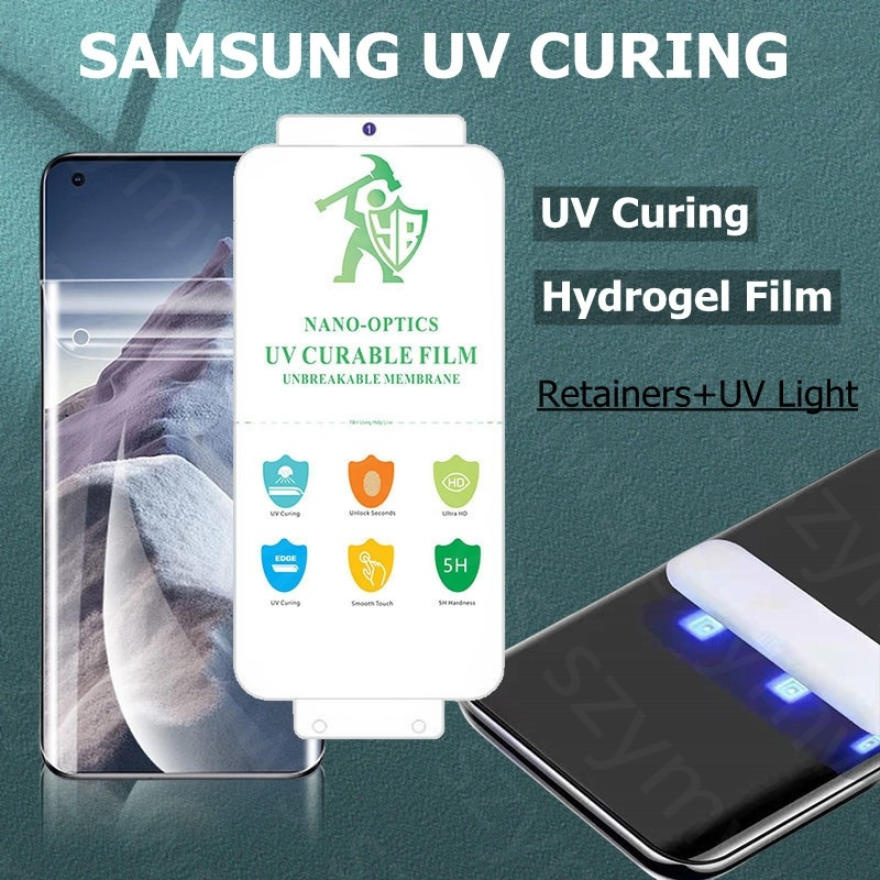 ฟิล์ม UV สําหรับ Samsung Galaxy S25 Ultra S24 Ultra S23 S22 S21 S23 S22 S21 S20 Plus หมายเหตุ 10 Plus Full Curved Optical Curing Screen Protector