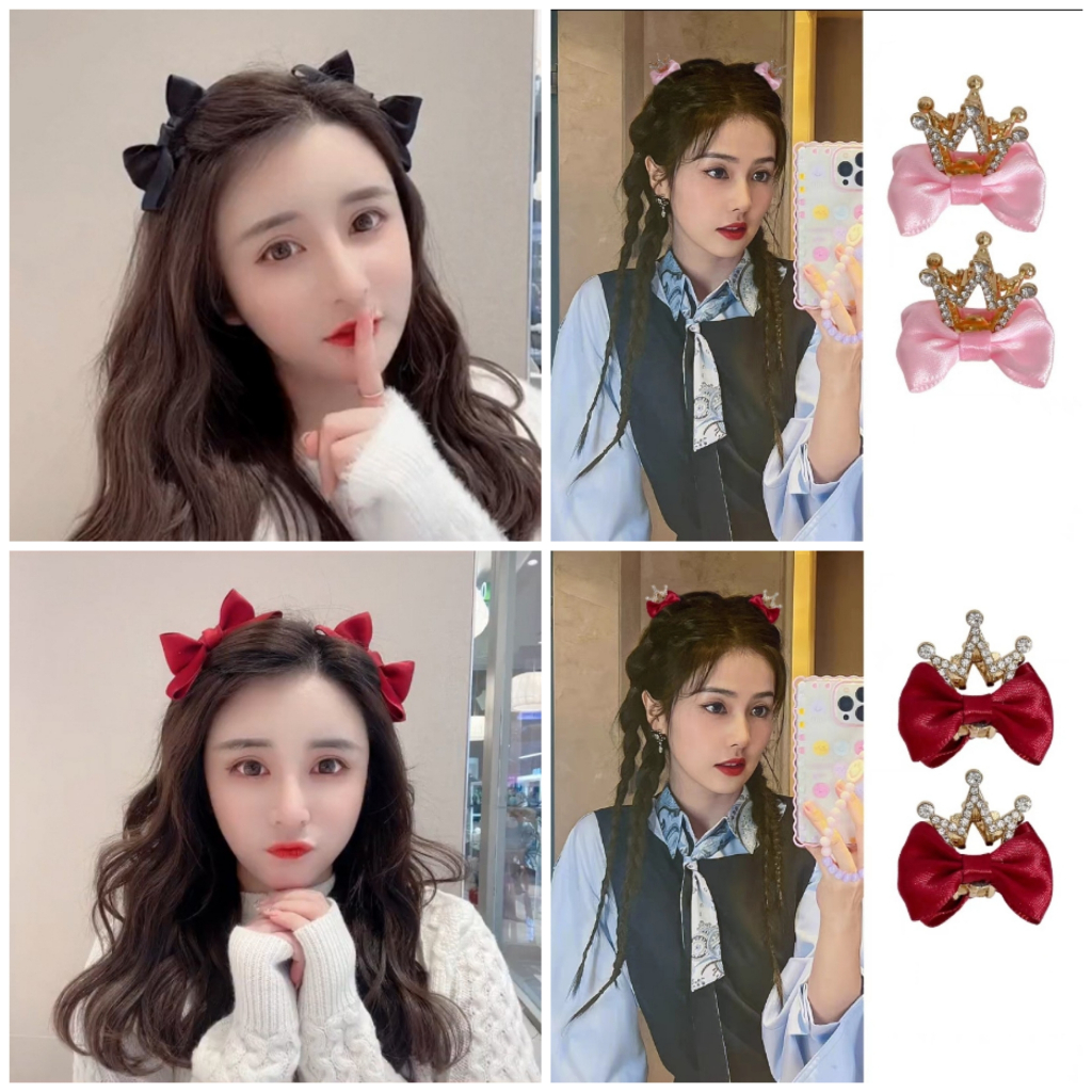 กิ๊บติดผมโบว์สีดํา 3 มิติ, กิ๊บติดผมระดับไฮเอนด์, คลิปด้านข้าง สําหรับผู้หญิง, คลิปคู่, กิ๊บด้านบน, หมวกกันน็อกแฟชั่นที่มีชื่อเสียงทางอินเทอร์เน็ต