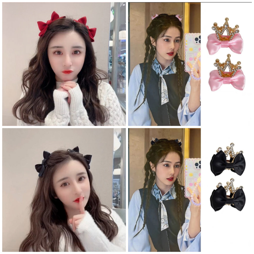 กิ๊บติดผมโบว์สีดํา 3 มิติ, กิ๊บติดผมระดับไฮเอนด์, คลิปด้านข้าง สําหรับผู้หญิง, คลิปคู่, กิ๊บด้านบน, หมวกกันน็อกแฟชั่นที่มีชื่อเสียงทางอินเทอร์เน็ต