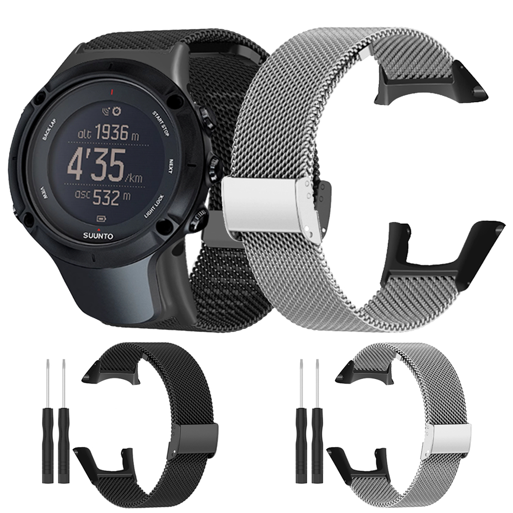 สายนาฬิกาข้อมือ สเตนเลส มิลาน อุปกรณ์เสริม สําหรับ Suunto AMBIT 3 Smart Watch