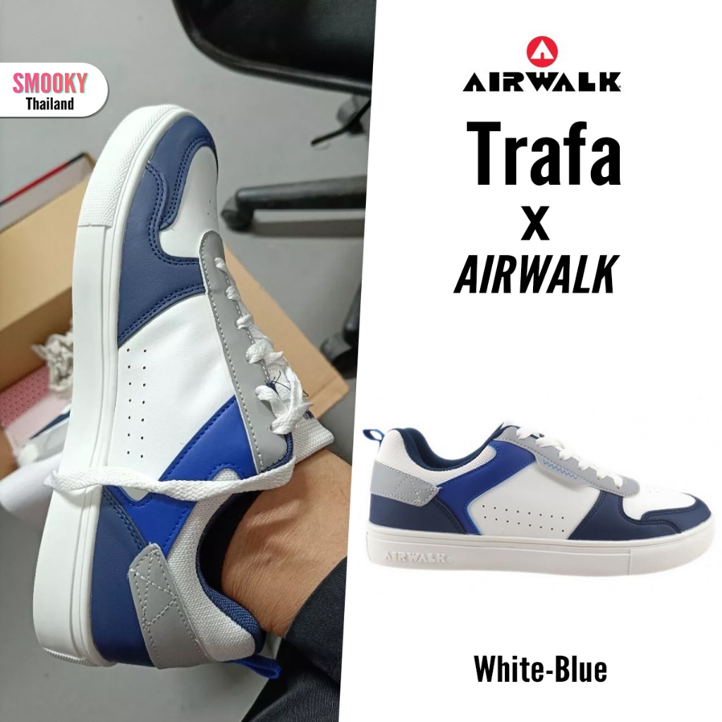 Airwalk Trafa Men's Sneakers รองเท้าผ้าใบ ประกบ 3 สี-White /Blue BL003698（3190）