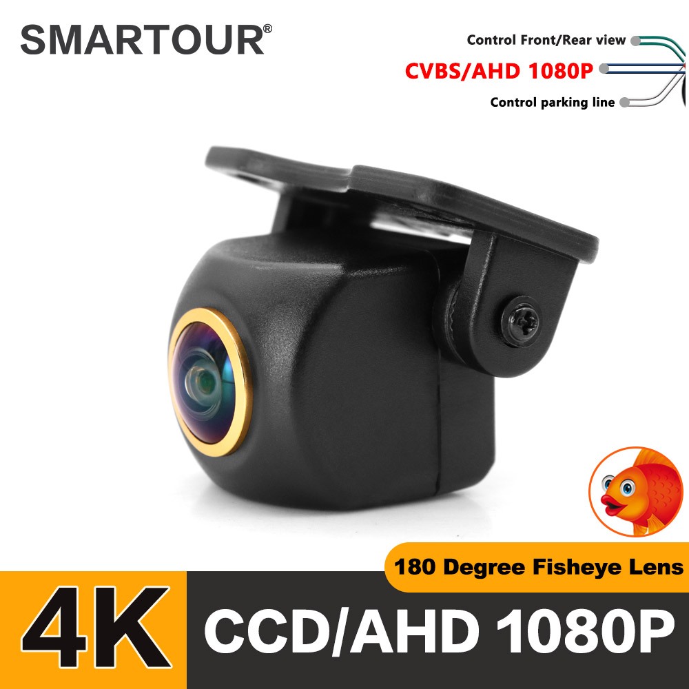 Smartour Fisheye กล้องมองหลังรถยนต์ 1080P CVBS HD AHD CCD มองเห็นที่มืด สีดํา สําหรับ Android DVD Monitor