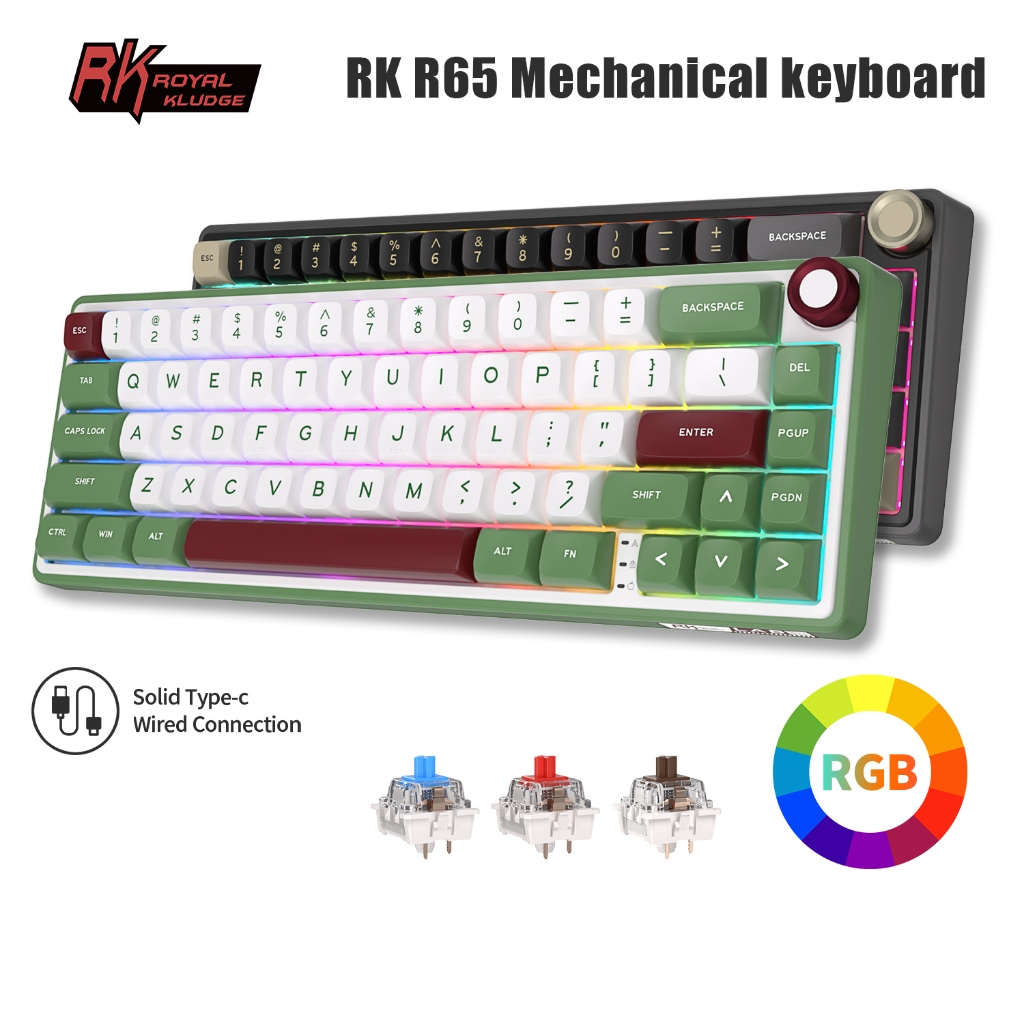 Rk ROYAL KLUDGE RK R65 ปะเก็นคีย์บอร์ดเมคคานิคอล RGB ขนาด 60%