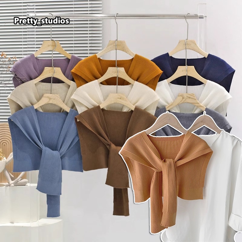 🔥ผ้าคลุมไหล่ ผ้าถัก เสื้อคลุมไหล่เก๋ๆ ผ้าพันคอเท่ห์ๆ สีพื้น เข้ากับทุกการแต่งกาย