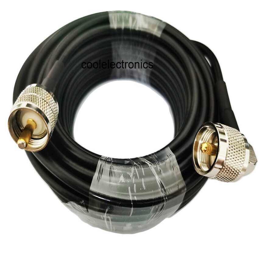 Rg58 UHF PL259 สายเคเบิลเชื่อมต่อวิทยุโคแอ็กซ์ ตัวผู้ เป็น UHF ตัวผู้ 90 องศา 50-3 RF 50 โอห์ม 1 2 3 5 10 15 20 ม.