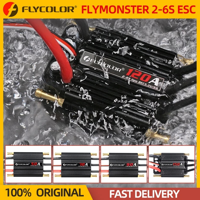 Flycolor FlyMonster การ์ดควบคุมความเร็ว ESC 50A 70A 90A 120A 150A 2-6S กันน้ํา สําหรับเรือบังคับ