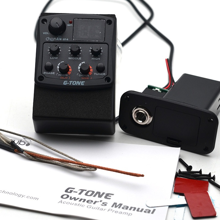 Cherub G-Tone GT-6 ปรีแอมป์กีต้าร์โปร่ง 3-Band EQ Equalizer พร้อม REVERB/CHOUS/Delay/Wide และ LED Tu