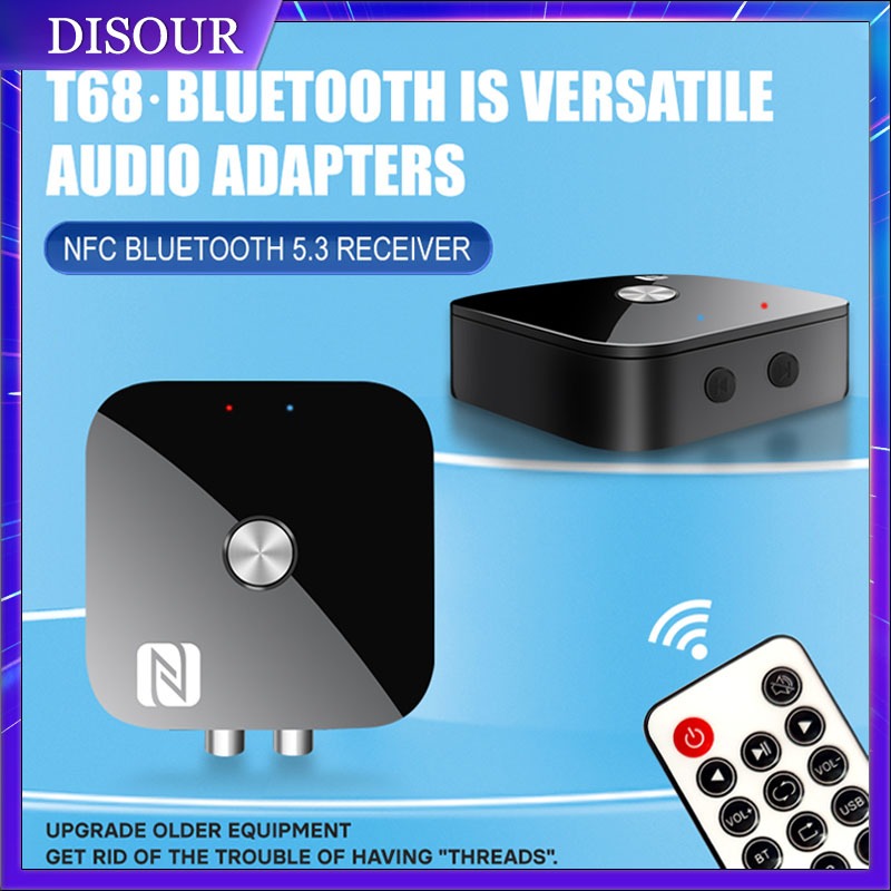 ตัวรับสัญญาณเสียงบลูทูธ 5.3 เข้ากันได้กับ NFC พร้อมพอร์ต AUX RCA เหมาะสําหรับหูฟัง เครื่องเสียงและรถยนต์