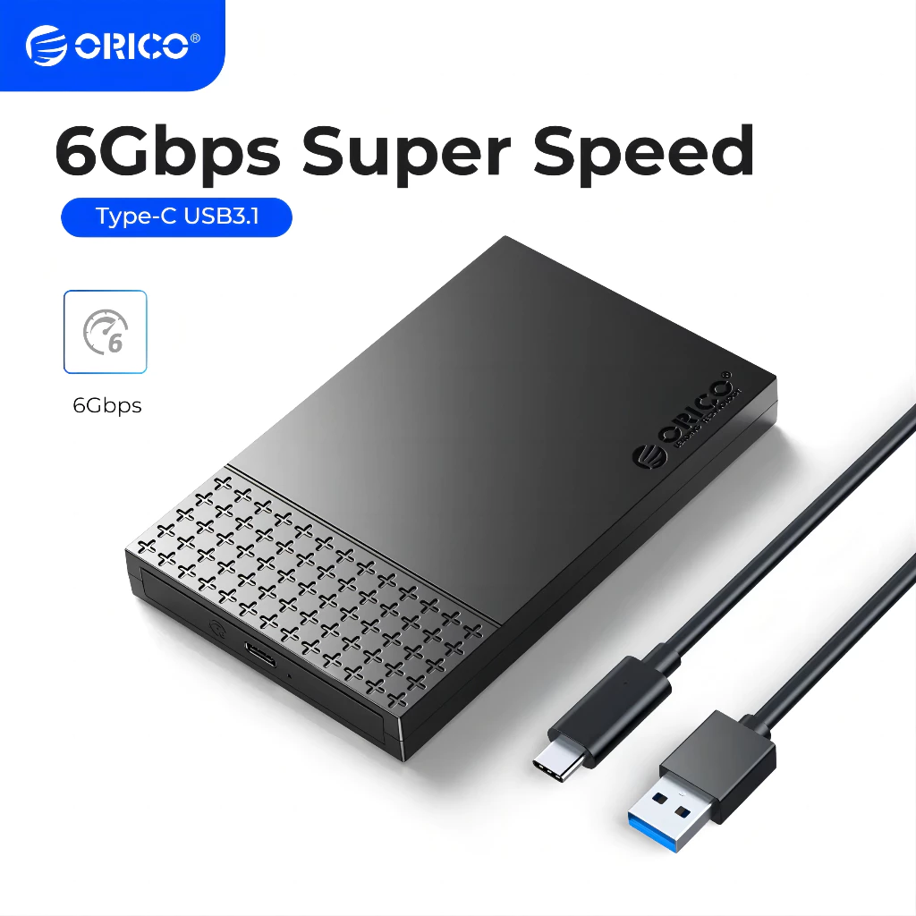 ORICO 2.5 นิ้ว Type-C USB3.1 ถึง SATA3.0 5Gbps 4TB ฮาร์ดไดรฟ์ภายนอกกล่องสําหรับ 7 มม.9.5 มม.SSD/HDD เครื่องมือฟรี Super Speed HDD Case