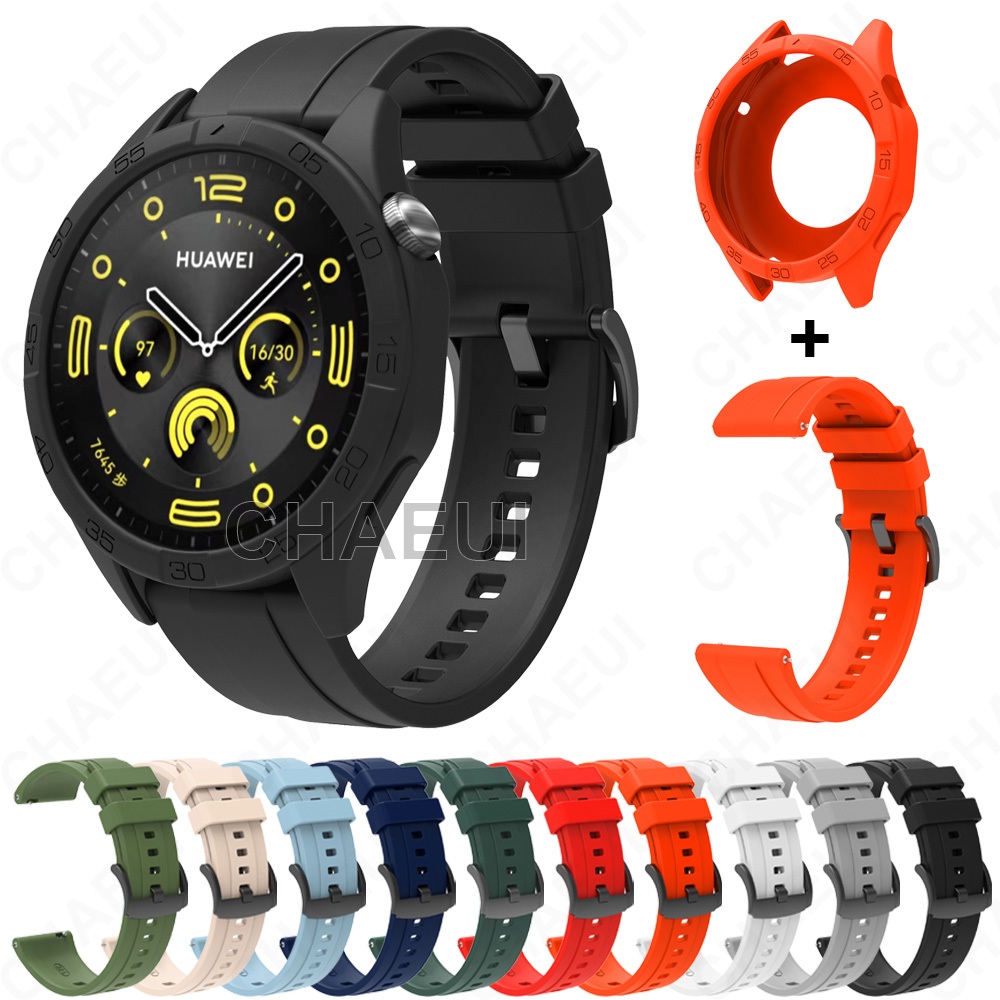 สายนาฬิกาข้อมือซิลิโคน พร้อมเคส แบบเปลี่ยน สําหรับ Huawei Watch GT4 46mm