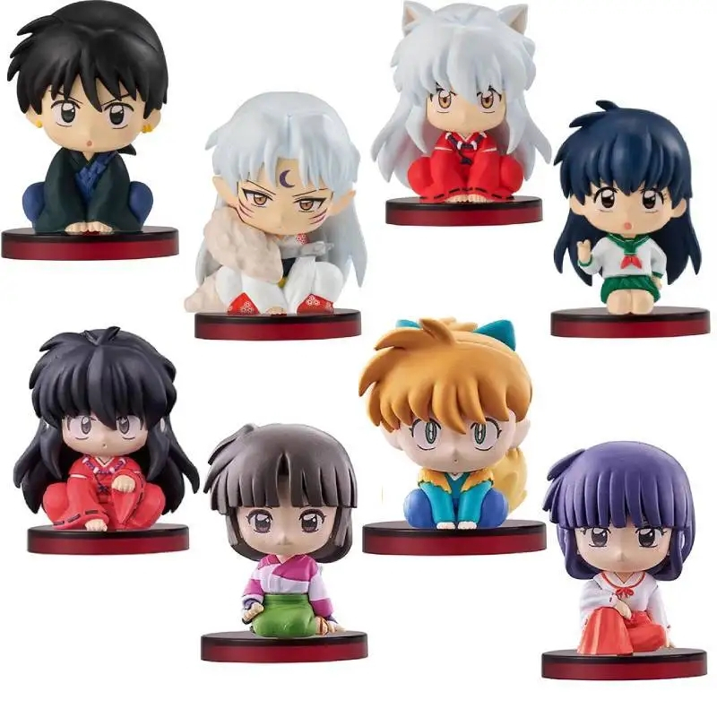 8 ชิ้น/เซ็ต Inuyasha นั่ง Q Ver, อะนิเมะรูป Higurashi Kagome Kikyou Shippou Sango ของเล่น PVC Action Figurine ตุ๊กตาตุ๊กตาของขวัญ
