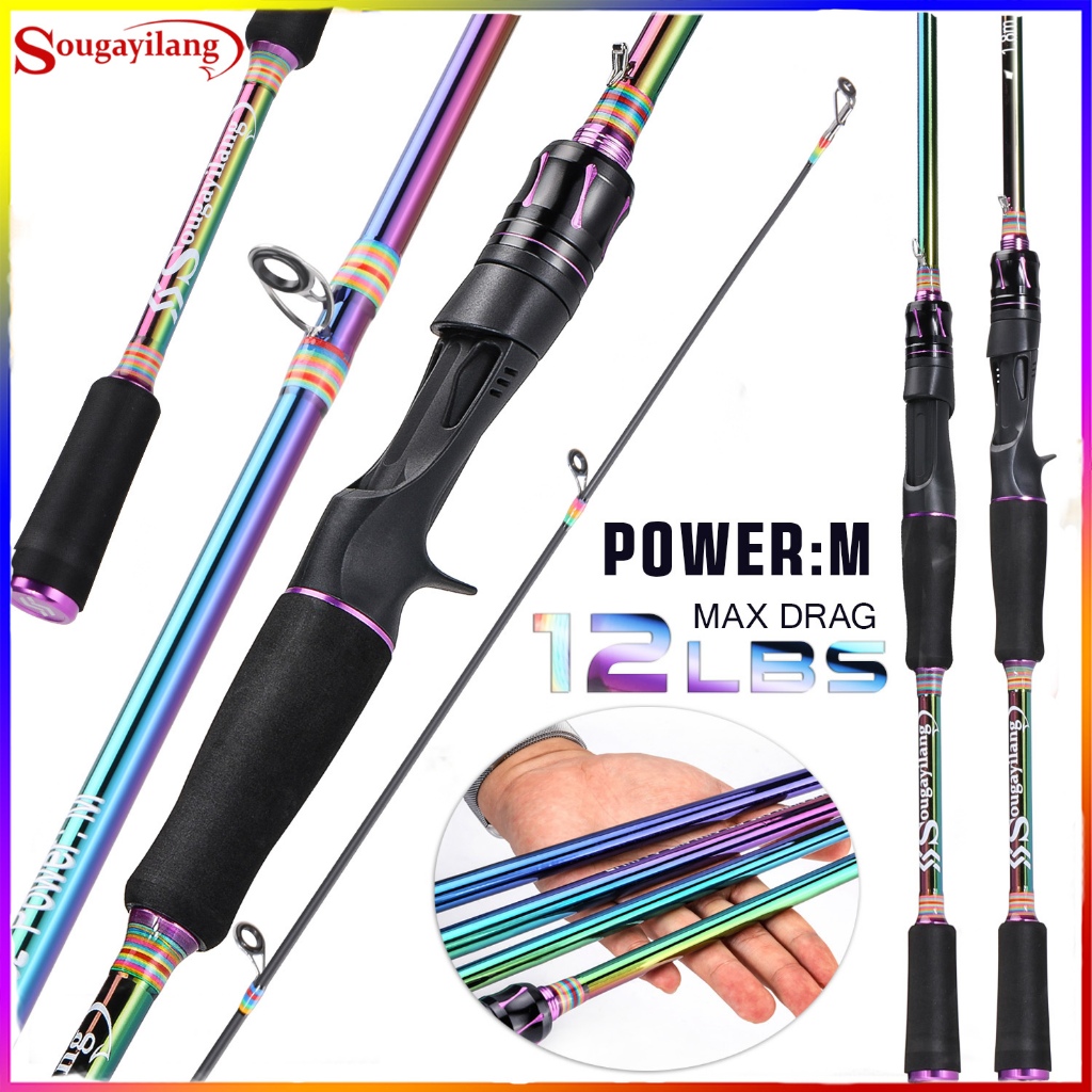 Sougayilang คันเบ็ดตกปลา M Power Angling Rod 2 ส่วนหมุน / หล่อคันเบ็ดตกปลารอก