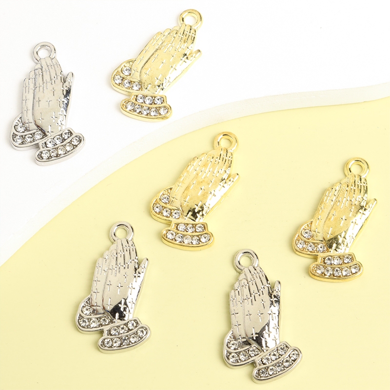 10 ชิ้น คลาสสิก อธิษฐาน มือ พลอยเทียม ฝังเสน่ห์ วินเทจ ศาสนา เครื่องประดับ อุปกรณ์เสริม ฮิปฮอป บุคลิกภาพ สร้อยคอ จี้นําโชค
