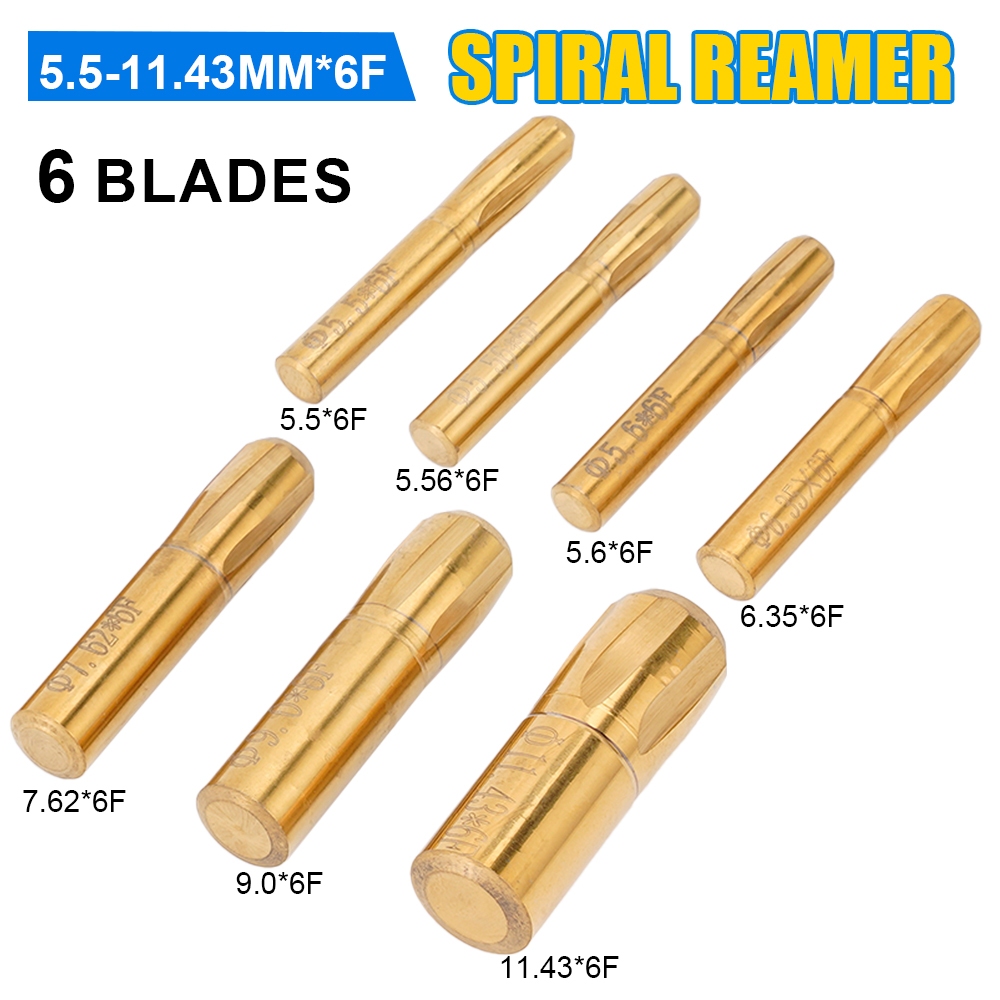 6 ขลุ่ย Spiral Reamer 5.5 มม.5.6 มม.6.35 มม.11.43 มม. Helical เครื่อง Chamber 5.5-11.43 มม.Rifling ป