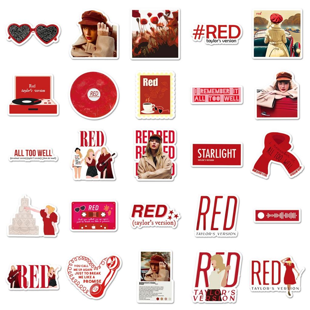 50/10 ชิ้น Taylor Swift สติกเกอร์สีแดงสําหรับโทรศัพท์ DIY โน๊ตบุ๊คจักรยานหมวกกันน็อครถ Graffiti กันน้ําตกแต่ง Decal ของขวัญ ราคา ถูกที่สุด ดีลบีเคเค แกลเลอรีภาพที่ 6