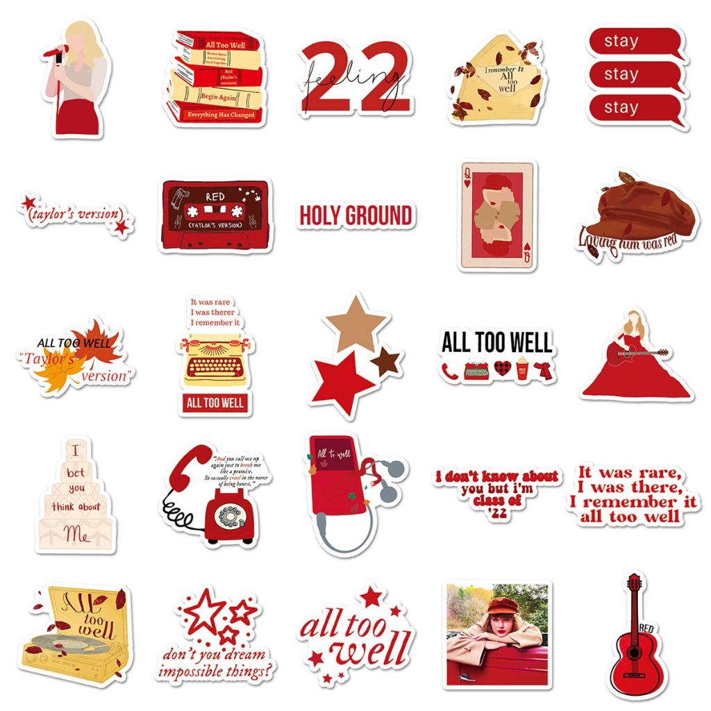 50/10 ชิ้น Taylor Swift สติกเกอร์สีแดงสําหรับโทรศัพท์ DIY โน๊ตบุ๊คจักรยานหมวกกันน็อครถ Graffiti กันน้ําตกแต่ง Decal ของขวัญ ราคา ถูกที่สุด ดีลบีเคเค แกลเลอรีภาพที่ 5