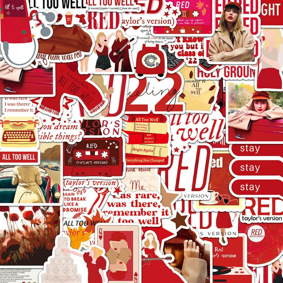 50/10 ชิ้น Taylor Swift สติกเกอร์สีแดงสําหรับโทรศัพท์ DIY โน๊ตบุ๊คจักรยานหมวกกันน็อครถ Graffiti กันน้ําตกแต่ง Decal ของขวัญ ราคา ถูกที่สุด ดีลบีเคเค แกลเลอรีภาพที่ 2
