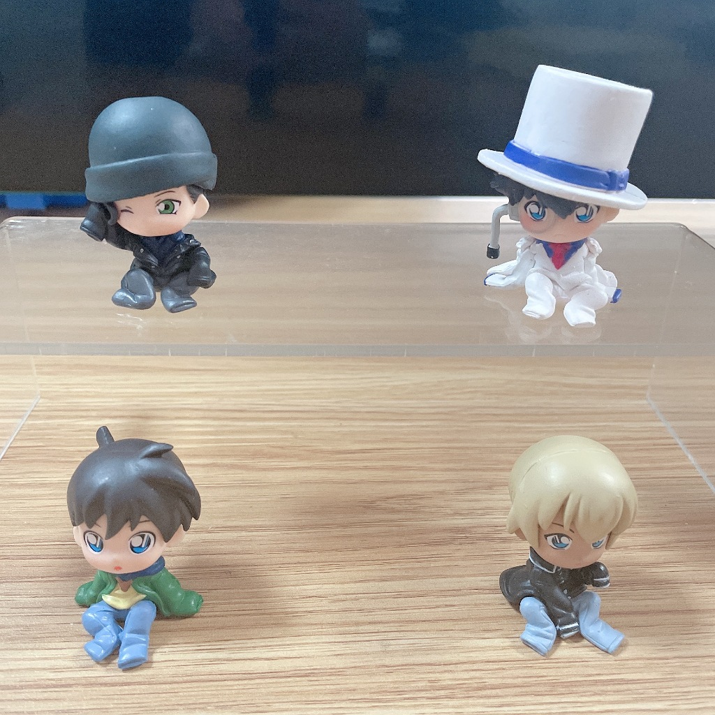 4 ชิ้น/เซ็ต 4 ซม.-5 ซม. Kawaii ญี่ปุ่นอะนิเมะนักสืบ Conan PVC รุ่นนั่ง Kudou Shinichi ในวัยเด็ก Action Figure ของเล่นสะสมของขวัญ