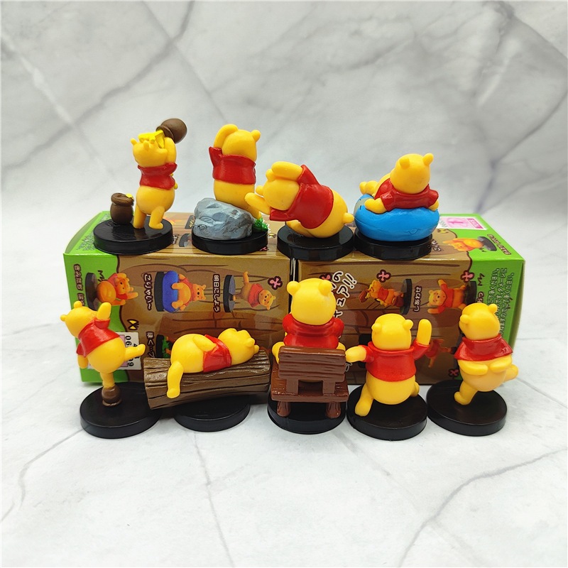 โมเดลฟิกเกอร์ PVC รูปการ์ตูนดิสนีย์หมีพูห์ Winnie the Pooh Edward Pooh Mr Sanders Pooh Bear Q Version ขนาด 3-5 ซม. ของเล่นสําหรับเด็ก 9 ชิ้น ต่อชุด