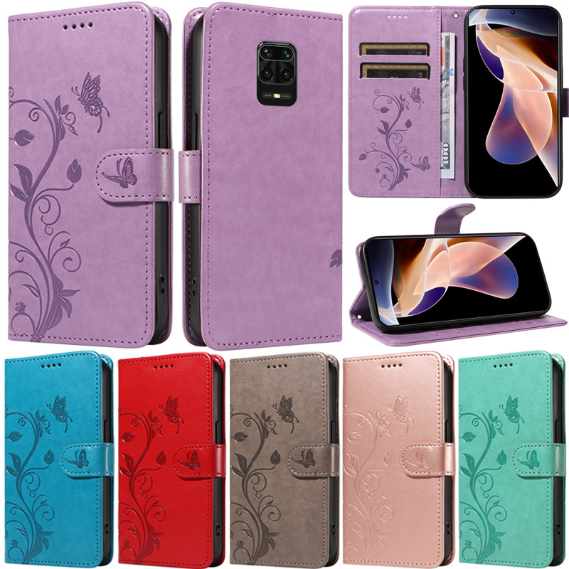 เคสโทรศัพท์มือถือหนัง Pu นิ่ม ฝาพับ ลายผีเสื้อ ดอกไม้ พร้อมช่องใส่บัตร หรูหรา สําหรับ Xiaomi Redmi Note 9S A2 Plus Note 8T A1 Plus Note 8 Pro Note 9 Pro Max