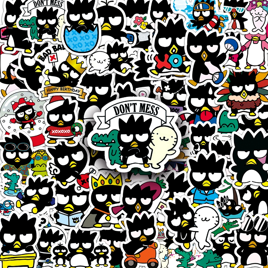 50/10 ชิ้นตลก BADTZ-MARU Sanrio สติกเกอร์กันน้ําสําหรับโทรศัพท์แล็ปท็อปสเก็ตบอร์ด Creative Graffiti รถมอเตอร์สติกเกอร์