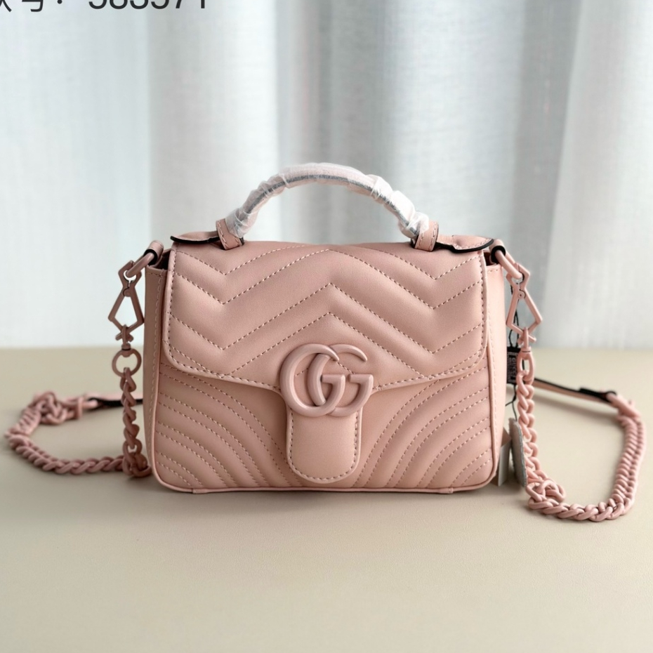 【 Box 】 Gucci ของแท้ 100% กระเป๋าถือ กระเป๋าสะพายข้าง สายโซ่ สําหรับผู้หญิง ขนาด 21-15.5-8 ซม.