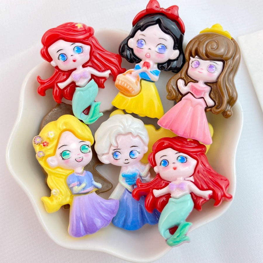 กิ๊บติดผมเรซิ่น ลายการ์ตูนเจ้าหญิงดิสนีย์น่ารัก แฮนด์เมด DIY เครื่องประดับผม 10 ชิ้น