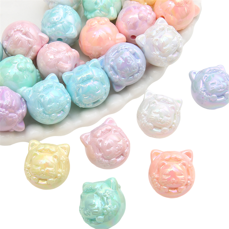 ลูกปัดอะคริลิค AB เคลือบสี 17*18 มม. สําหรับทําเครื่องประดับ DIY 5 ชิ้น ต่อถุง