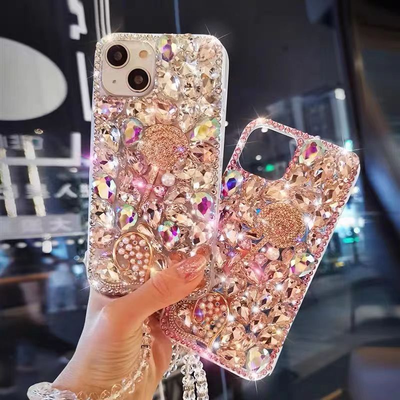 Blingเพชรเคสโทรศัพท์Vivo V60 V50 Lite 5G V40 V30 Pro V30e V29 V29e V27 V27e V25 V25e V23 V23e V21eน่ารักDIYปลอกเงาRhinestoneปกหลังโซ่