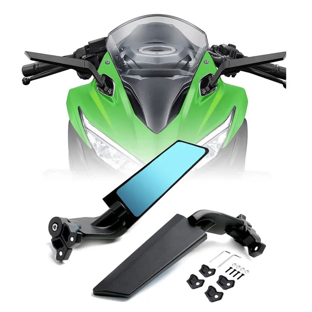 สําหรับ KAWASAKI ZX4R ZX4RR ZX10R ZX25R กระจกปีกรถจักรยานยนต์พับกระจกมองหลัง CNC อลูมิเนียมกระจกกีฬาปรับ
