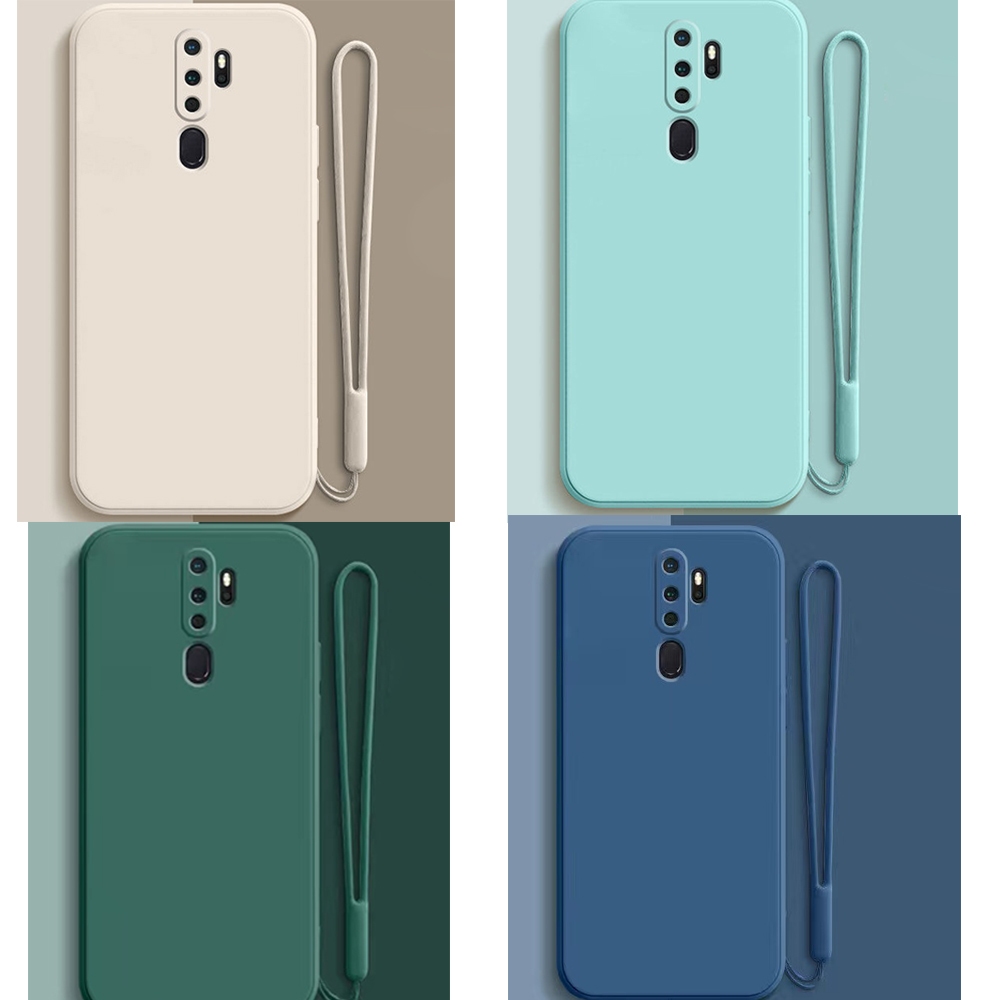 Redmi Note 8 Pro 8 8A 9 8T Square Bumper Slim Soft TPU Case Cover พร้อมสายรัดข้อมือมือเชือกเส้นเล็ก