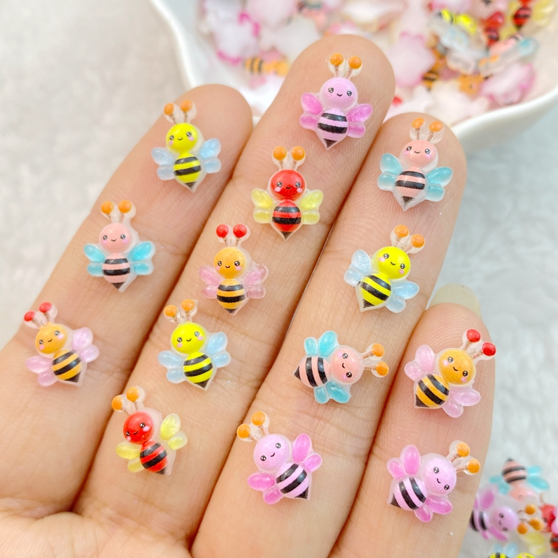 ชุดอัญมณีเรซิ่น รูปผึ้งน่ารัก ประดับพลอยเทียม สําหรับตกแต่งเล็บ DIY 30 ชิ้น