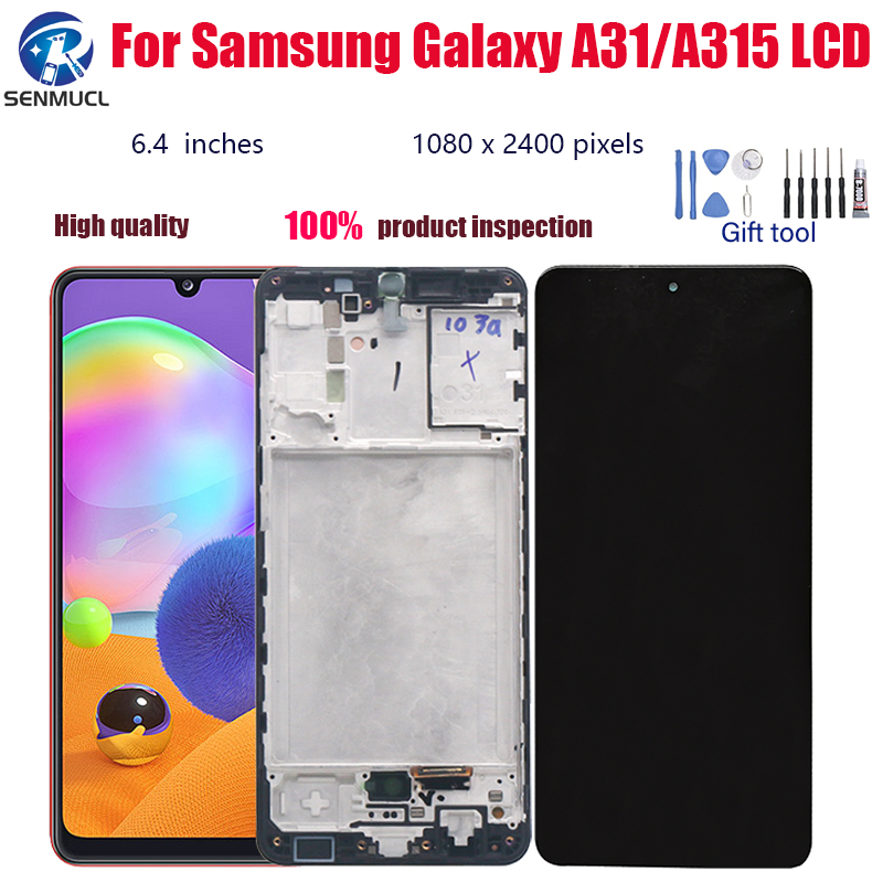 แผงหน้าจอสัมผัสดิจิทัล LCD TFT OLED พร้อมกรอบ สําหรับ Samsung Galaxy A31 A315 SM-A315F DS A315F A315G A315N