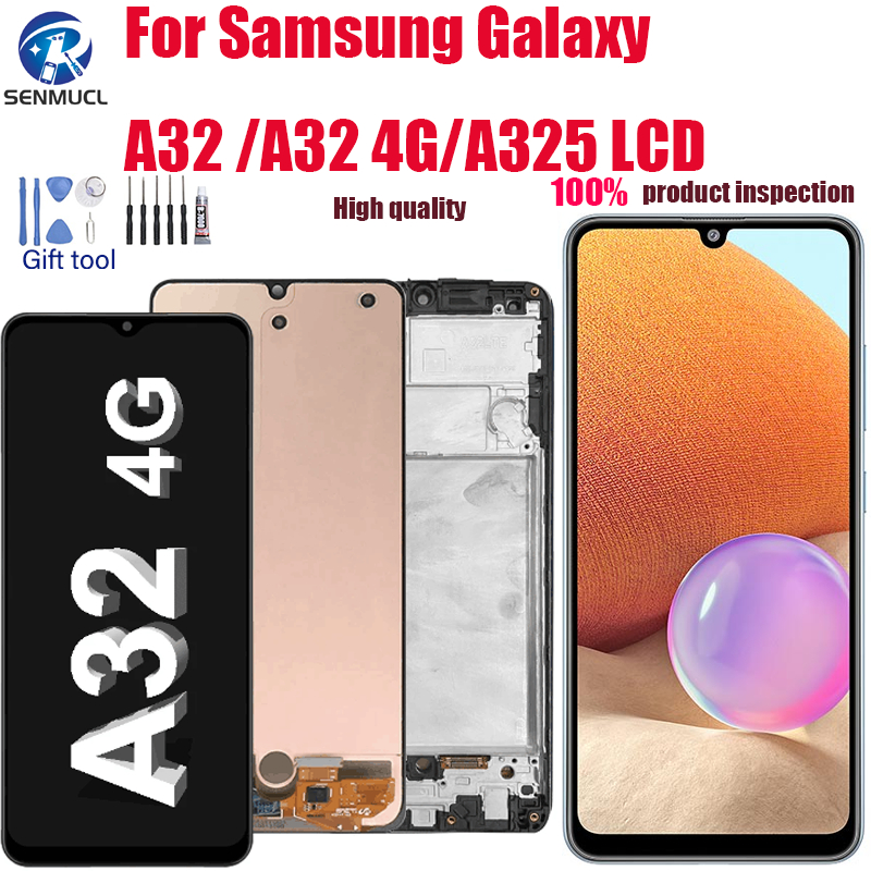 Tft/amoled อะไหล่หน้าจอสัมผัสดิจิทัล LCD แบบเปลี่ยน สําหรับ Samsung Galaxy A32 4G/A325 SM-A325F SM-A