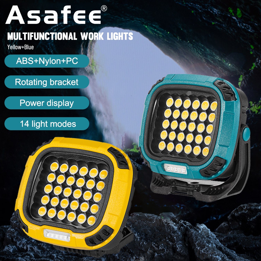 Asafee W893 โคมไฟฟลัดไลท์ COB พลังงานสูง แบบพกพา สว่างพิเศษ ชาร์จไฟได้ สําหรับตั้งแคมป์กลางแจ้ง