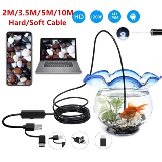 Endoscope HD 3in1 กล้องแอนโดสโคป กล้องงู ต่อคอม มือถือ กล้องส่องท่อ​ กันน้ํา USB / TYPE-C / Micro-USB Endoscope Camera 1/2/3.5/5/10 ม.