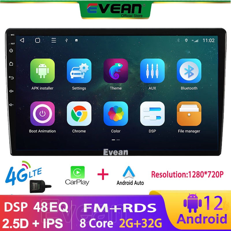 TS18 Octa Core 1.6gHz Android รถวิทยุสเตอริโอบลูทูธ 2Din มัลติมีเดีย MP5 Player รองรับ Carplay /4G S