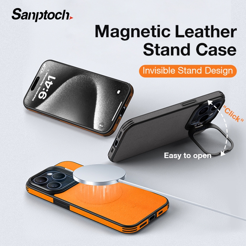 เคสโทรศัพท์มือถือหนัง กันกระแทก กันตก ป้องกันเลนส์ ลาย Sanptoch หรูหรา สําหรับ iPhone 15 14 13 Pro Max 15 Pro Max