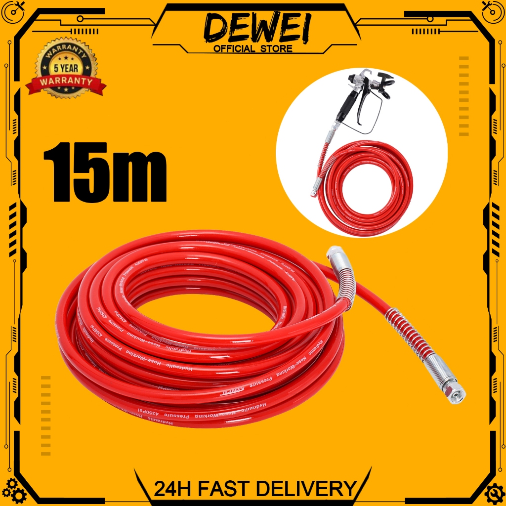 สต็อกในไทย ส่งไว ได้เร็ว อะไหล่ท่อหัวฉีดสเปรย์แรงดันสูง 4350PSI 15 ม. 1/4 นิ้ว สําหรับเครื่องพ่นสี
