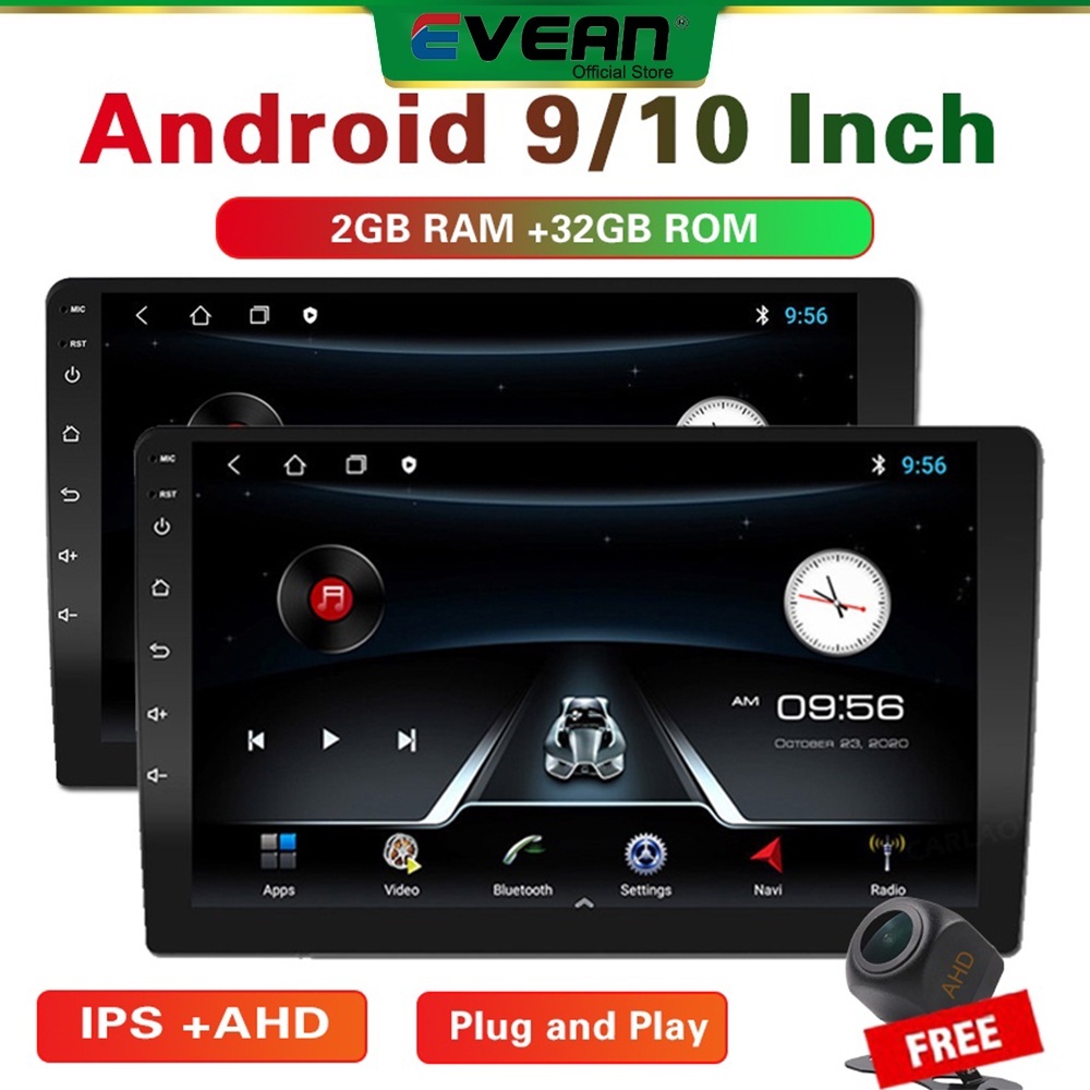 （2G Ram+32G Rom ) เครื่องเล่นมัลติมีเดีย วิทยุ Gps Wifi บลูทูธ 2Din Android 9/10 นิ้ว สําหรับรถยนต์