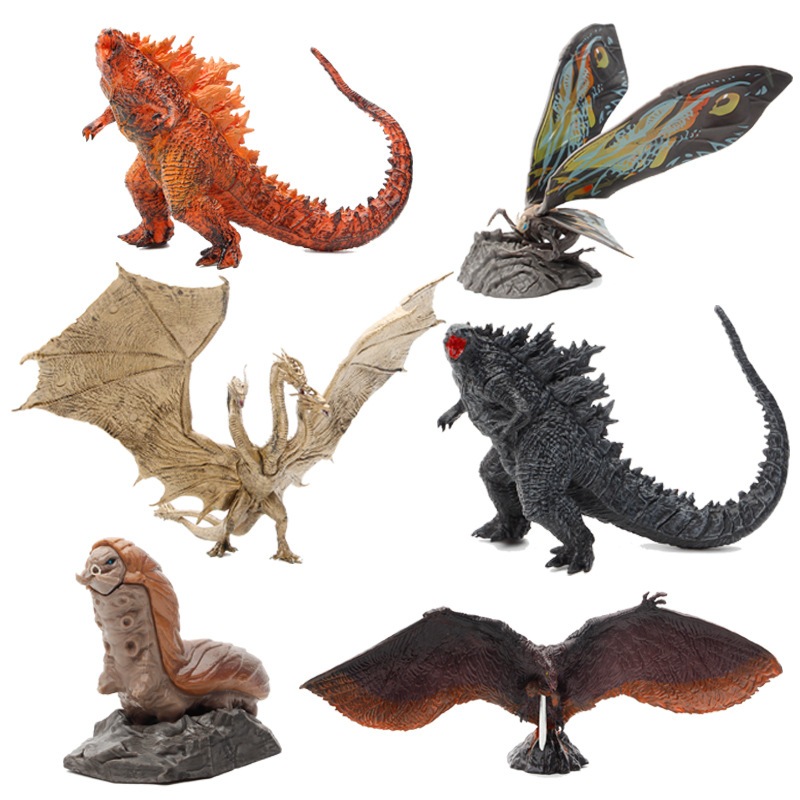 โมเดลฟิกเกอร์ PVC รูปปั้น Monster Godzilla King Ghidorah Mothra Godzilla Crimson Mode Eagle ขนาด 7-11 ซม. สําหรับตกแต่งโต๊ะ 6 ชิ้น ต่อชุด