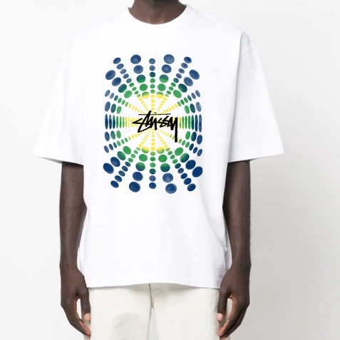 10336ac Station หลวมแฟชั่น Unisex 3D Visual Printing เสื้อยืดแขนสั้นรอบคอด้านบน