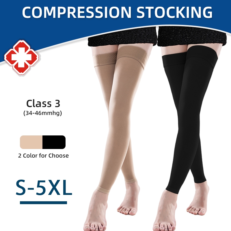 ถุงน่อง 34-46 มม. พลัสไซซ์ 4XL 5XL 3 ระดับ ป้องกันความเมื่อยล้า สําหรับผู้ชาย และผู้หญิง
