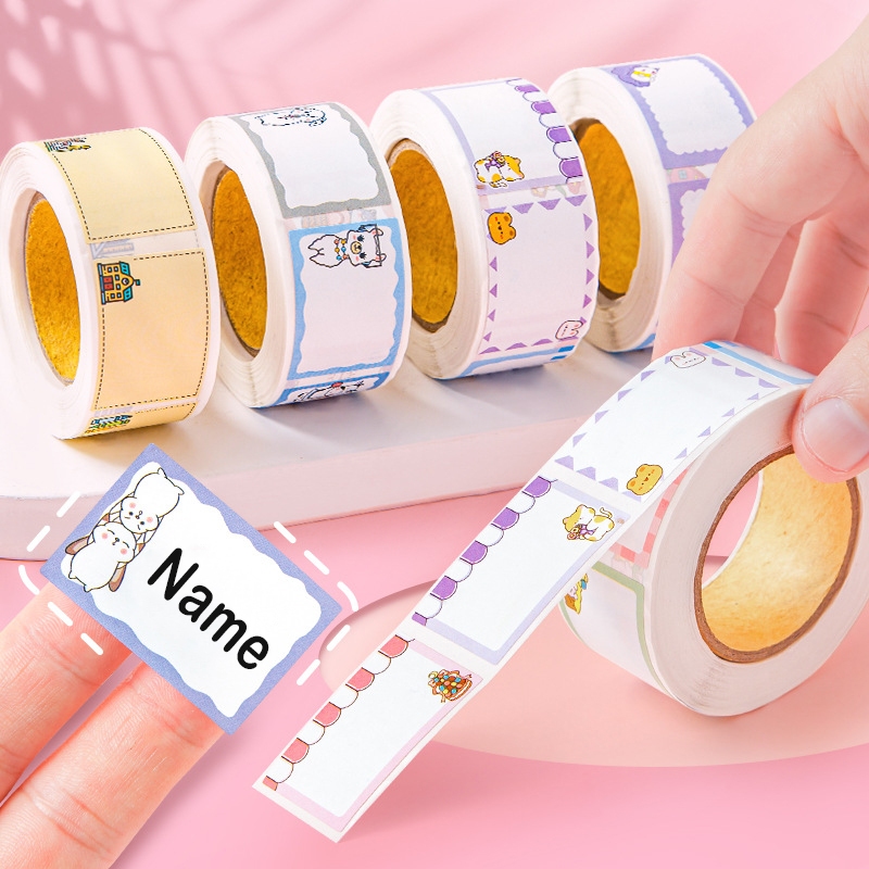 สติกเกอร์ฉลาก ลายการ์ตูนชื่อนักเรียน มีกาวในตัว สําหรับติดตกแต่ง TZ018 350 ชิ้นต่อม้วน