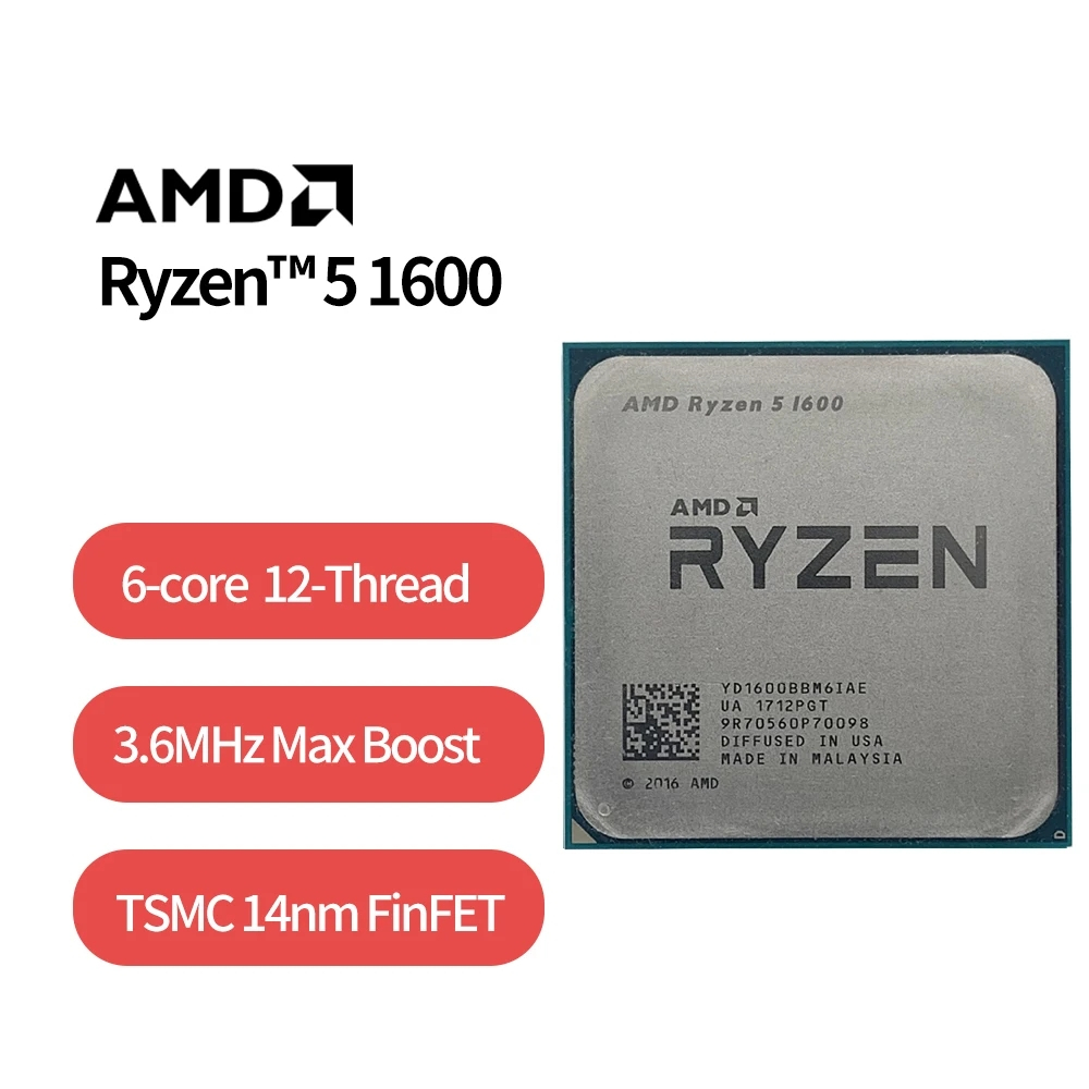 AMD Ryzen 5 1600 R5 1600 R5 PRO 1600 3.2 GHz หกแกนสิบสองด้าย 65W CPU โปรเซสเซอร์ YD1600BBM6IAE ซ็อกเ