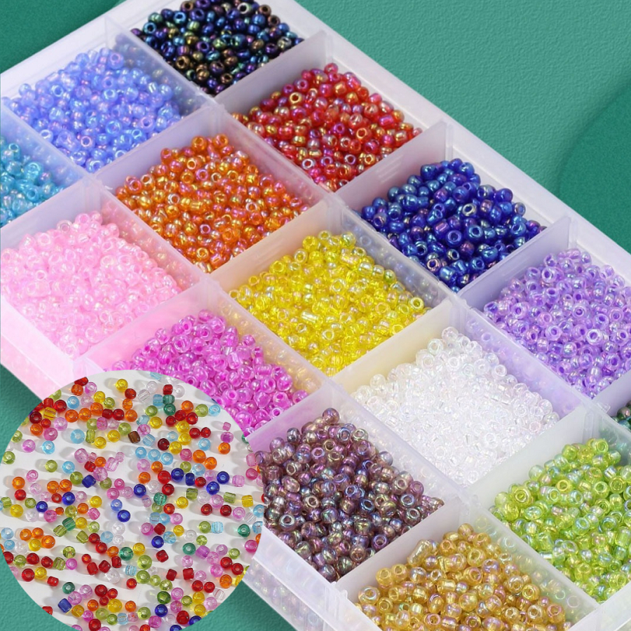 ลูกปัดแก้ว ทรงกลม ขนาดเล็ก 2-4 มม. หลากสี สําหรับทําเครื่องประดับ แฮนด์เมด DIY 1 แพ็ก