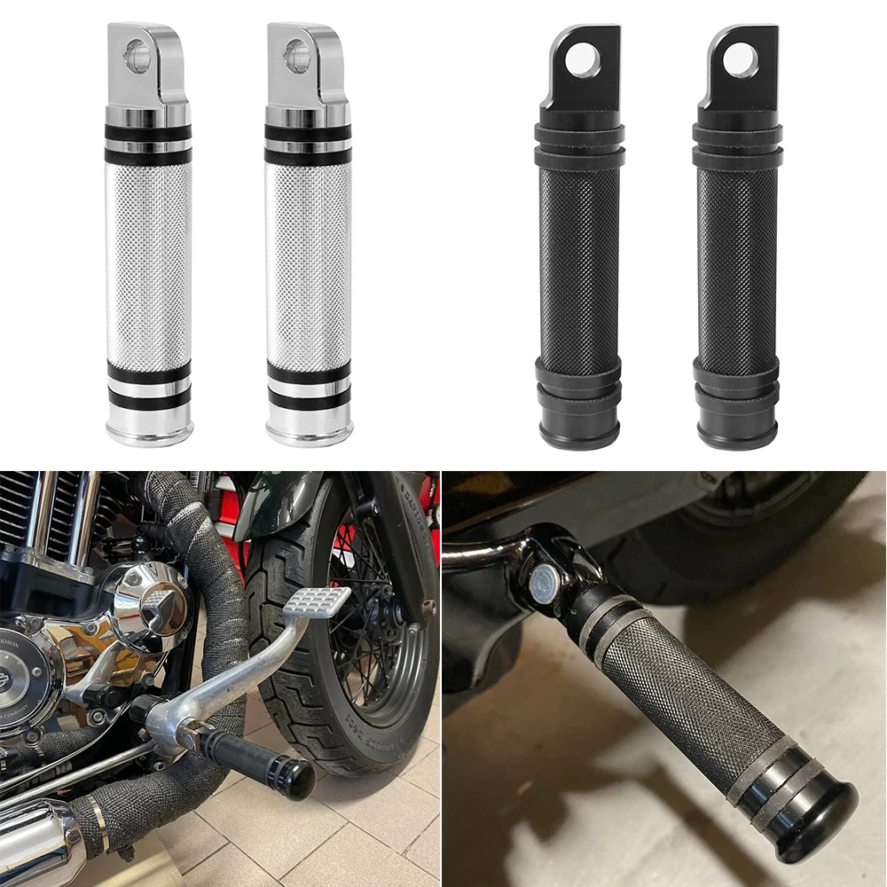 หมุดเท้ารถจักรยานยนต์สําหรับ Harley-Davidson Sportster Dyna Fatboy Street Touring ชาย Peg Mount Footrest Pedal Footpegs Chrome/สีดํา