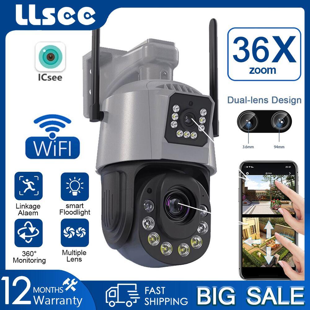 LLSEE 36 เท่าออปติคัลซูมไร้สาย wifi 8MP 4K กล้องวงจรปิดกลางแจ้ง 360 สองทางโทรสีเต็มรูปแบบคืนวิสัยทัศน์ IP66 กันน้ำ PTZ กล้อง IP